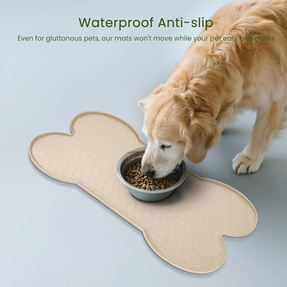 Dog Food Mat Anti-Slip Silicone Dog Bowl Mat Thicker Pet Placemat Waterproof Cat Feeder Pad with Raised Edge Puppy Kitten Feeding Mats Suitable Small Medium-Sized Dogs Cats Eating Tray