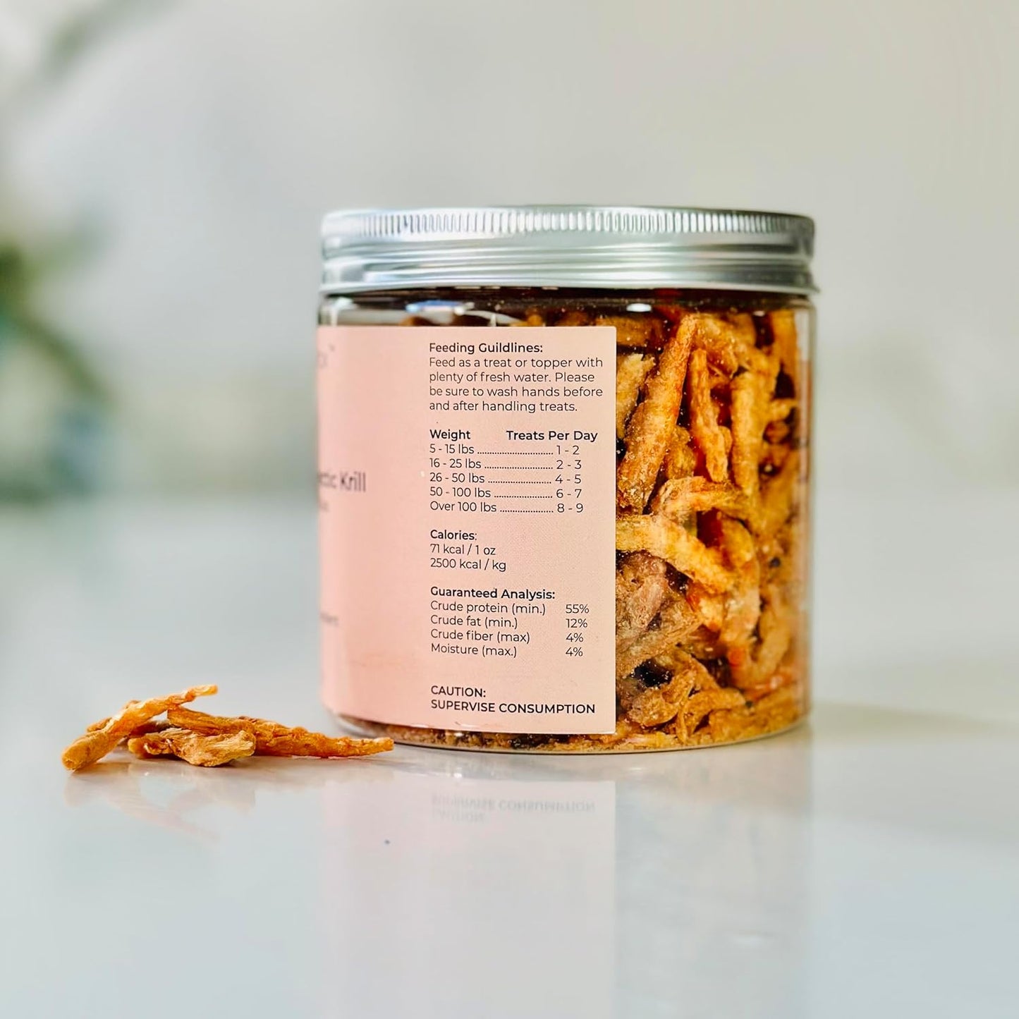 BLACK FOX Freeze-Dried Antarctic Krill Dog Treats | Cat Treats | Cat Food Topper | Dog Food Topper | 1.5 oz Single Ingredient, Raw, Healthy, All Natural, Human Grade, Omega-3 Fish Oil