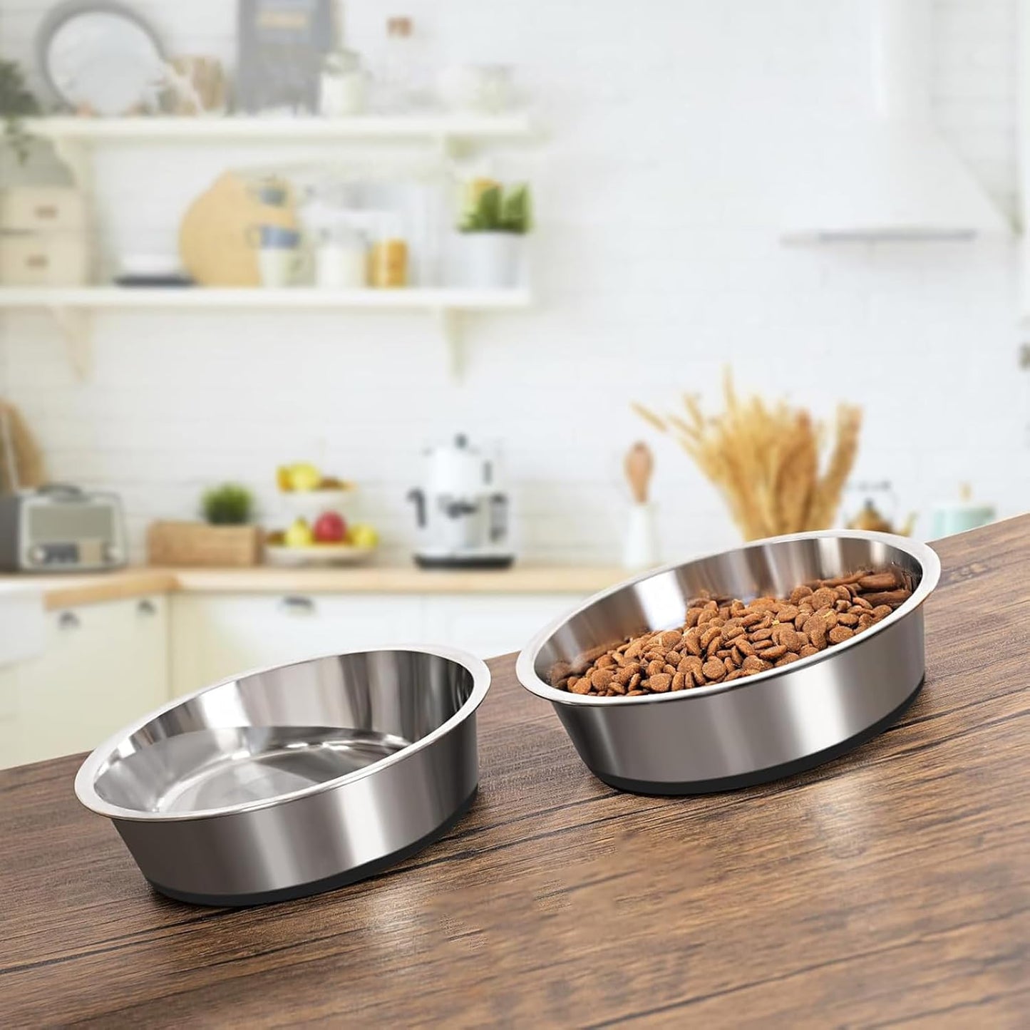 YINGFAN Dog Bowls 2 Pack Durable Heavy Duty Stainless Steel Dog Bowls Non-Slip Basic Bowl for Dogs with Rubber Base (Holds 3 Cups)