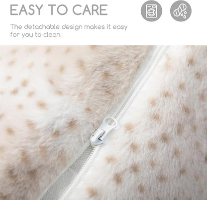 Hollypet Cat Bed Fluffy Plush Mutifuctional Double-Layer Soft Pet Couch Orthopedic Sofa Nest Beds for Small Cats and Dogs, Leopard (25x20x13 inch)