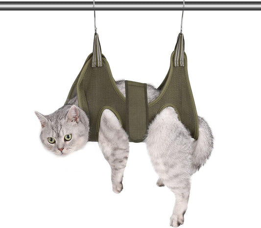Cat Grooming Hammock Harness for Small Dogs,Pet Hammock Restraint Bag,Dog Grooming Sling for Trimming Nail and Ear/Eye Care(XS Size,Green)