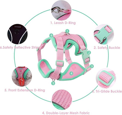 Cat Harness and Leash Set for Walking – Escape-Proof Reflective Vest for Cats and Small Dogs, Adjustable Soft Air Mesh with Pressure-Reducing Design, 4.92ft (Red&Black, M)