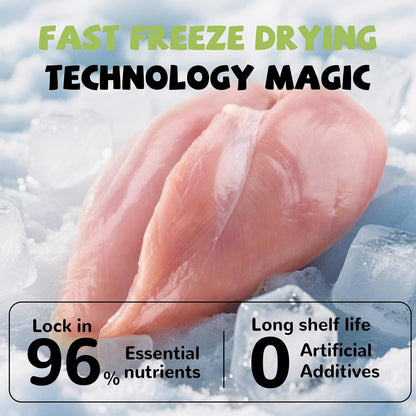 PAWUP Freeze Dried Cat Treats, Raw Chicken Food for Dogs Cats, Single Ingredient, High Protein Natural Healthy Topper, 3.8 oz