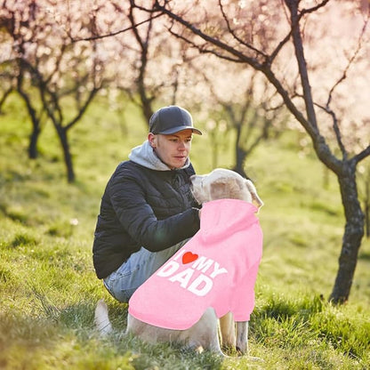 GreenJoy Dog Sweater Dog Hoodie Cold Weather Dog Coat Hooded Sweatshirt for Puppies,Cats, Small Medium Large Dogs (Pink(I Love My Dad), Small)