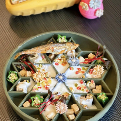 OHMO Slow Feeder Dog Bowls (Diamond, 8" Camo Green) Enrichment Toy Soft Silicone Food Safe Feeding Bowl Non Slip Suction Cup for All Breed Pet, Cat Slow Down Eating Dishes, Boredom and Anxiety Reducer