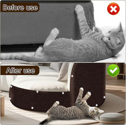 Cat Scratch Mat,118.5"x15.9" Trimmable Self-Adhesive Cats Scratch Carpet,Couch Protector from Cats Claw, Cat Scratch Furniture Protector, Indoor Furniture Protection for Chair, Wall,Sofa (Brown)