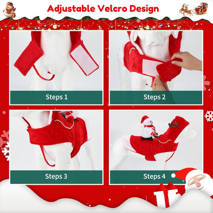BWOGUE Santa Dog Costume Christmas Pet Clothes Santa Claus Riding Pet Cosplay Costumes Party Dressing up Dogs Cats Outfit for Small Medium Large Dogs Cats