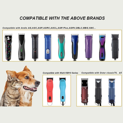 30W+10W+7FW+5FW+4FW Wide Blades for Dog Grooming, Compatible with Ainds, Oster A5, Wahl Km10 and Other Series Clippers, Cut Length 1/50"(0.5mm) to 3/8" (9.5mm), Fit for Larger Animals