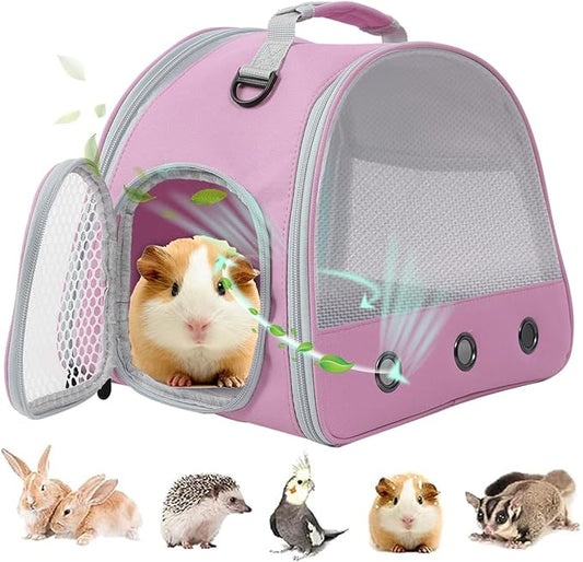 Breathable Guinea Pig Carrier Backpack with Nylon Mesh Window Portable Carrier for Guinea Pig, Bunny Bearded Dragon Bird Chinchilla Ferret Travel Outdoor