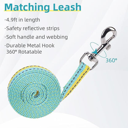 PUPTECK Adjustable Cat Harness and Leash Set Escape Proof Kitten Strap Collar for Walking Travel, Yellow Blue