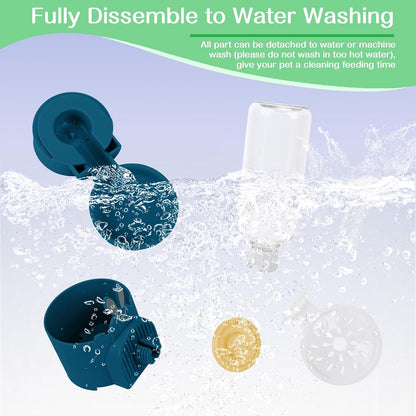 Hanging Automatic Pet Water Dispenser, Auto Siphon Rabbit Ferret Bunny Hedgehog Waterer Dispenser, Cat Dog Water Bowl for Cage Hanging (Dark Blue)