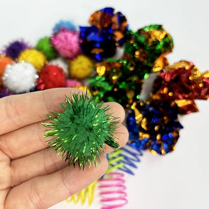 Cat Toys for Indoor,35 Pack Interactive Cat Toy Pack Including Crinkle Balls,Sparkle Balls,Spiral Springs for Most Cats,Interactive Toys for Cats Ball Toys Products Kitten Toys Random Color