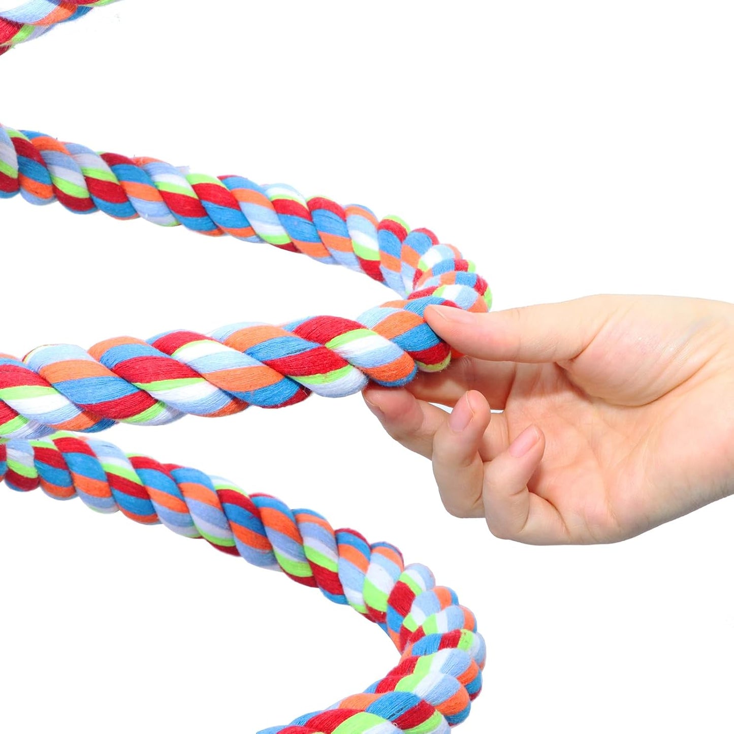 Rope Bungee Perch Bird,118inch Kintor Pure Natural Colorful Bead Cage Chewing Toys for Small Medium Parrot (118inch)