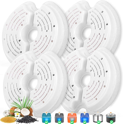 Cat Water Fountain Filters for 84oz/2.5L Stainless Steel Pet Fountain and 67oz/2.0L Plastic Cat Drinking Fountain, 4 Pack Pet Replacement Filters Set