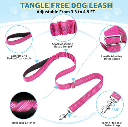 Lukovee No Pull Dog Harness and Leash Set, Soft Padded Small Dog Harness, Neck & Chest Adjustable Reflective Vest Puppy Harness with 4ft Lightweight Anti-Twist Dog Leash for Small Dogs (XXS, Fuschia)