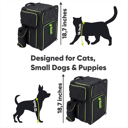 Cat Backpack Carrier & Dog Car Seat for Small Pets Up to 25 lbs - Expandable Cat Carrier Backpack with Safety Leash and Breathable Mesh - Waterproof for Travel - 3 in 1