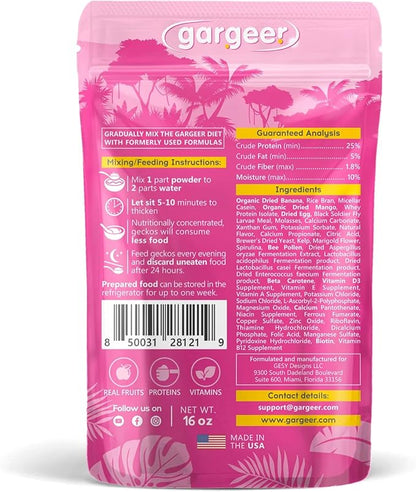 16oz Complete Crested Gecko Food Diet. Premium Ingredients Mix, Ready to Use Freshly Made Powder. Unique Superfood Formula, Developed & Made in The USA. Enjoy!