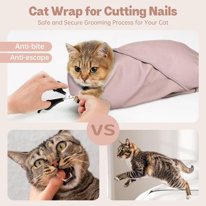 Paw Legend 35.4" Cat Wrap for Grooming Cat Wrap for Cutting Nails Cat Restraint for Nail Clipping Self Adhesive Blanket Restraint Cloth for Cats Within 22lbs