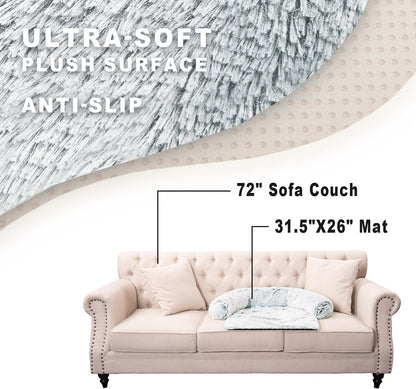 Tinaco Calming Dogs/Cats Bed Mats, Dog Pad Washable Removable Couch Cover, Plush Long Fur Mat for Pets, Waterproof Lining, Perfect for Small, Medium and Large Dogs and Cats (Gradient Gray, M)