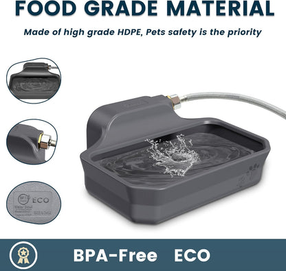 Automatic Dog Water Dispenser, 1 Gallon Auto-Fill Dog Water Bowl Dispenser for Indoor/Outdoor, Large Water Feeder for Pets & Livestock, Fits GHT 3/4" Faucet, BPA Free, Easy to Clean, Gray