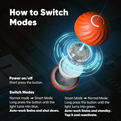 1Pcs Durable Treat Dispensing Dog Toys to Keep Them Busy,Interactive Dog Toys,Fruity Plush Covers,Dog Treat Ball,Motion Activated Moving Dog Toy for Small/Medium Dogs,USB Rechargeable,Blue