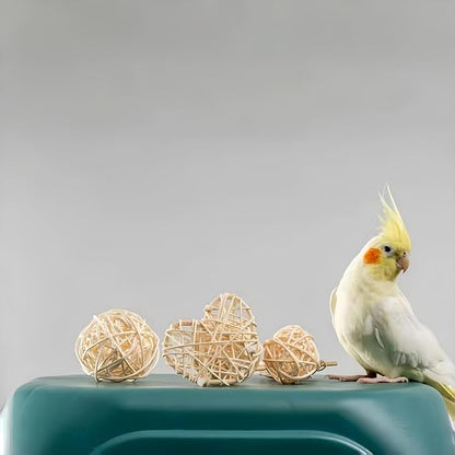 HANZE Rattan Balls,Sepak Takraw, Vine Ball, Parrot Chew Toy and Stimulation Ball Set (Set of 12)