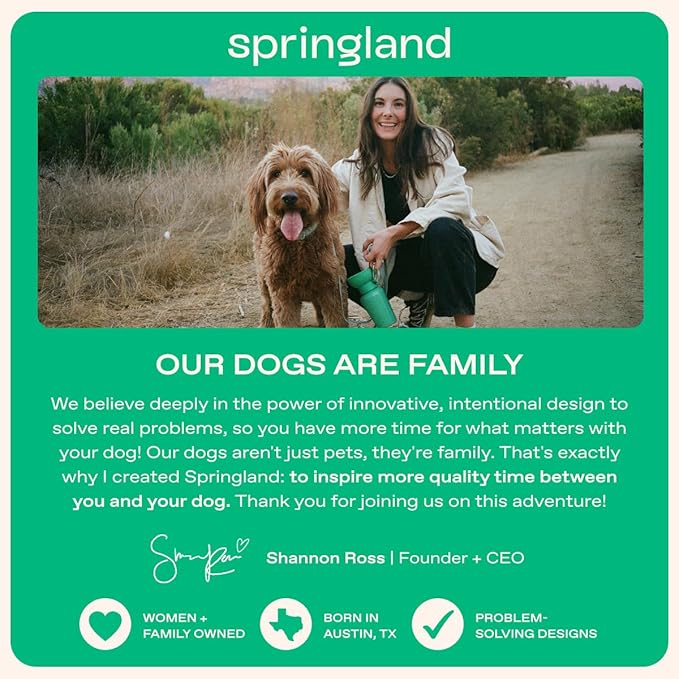 Springer Flip Portable Dog Water Bottle with Foldable Food Grade Silicone Bowl - 20 Ounce Travel Dog Water Bottle Ideal for Camping - Easy Squeeze Hydration & Release to Drain