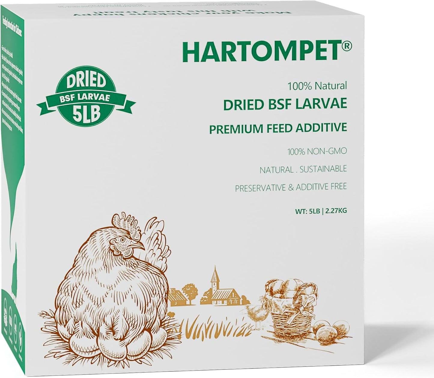 Dried Black Soldier Fly Larvae for Chickens - Non-GMO Poultry Feed Supplement, 85X More Calcium Than Mealworms,High-Protein Treats for Chickens, Hens, Ducks 5LB