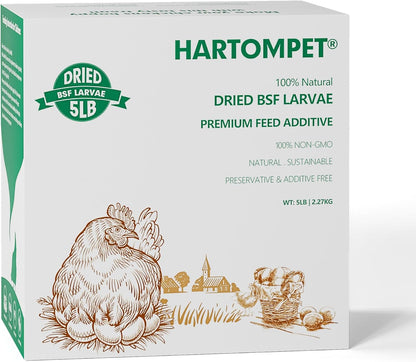 Dried Black Soldier Fly Larvae for Chickens - Non-GMO Poultry Feed Supplement, 85X More Calcium Than Mealworms,High-Protein Treats for Chickens, Hens, Ducks 5LB