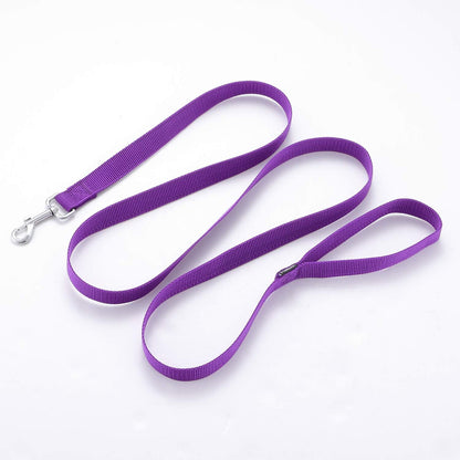 Strong Durable Nylon 10ft Long Dog Training Leash, Traction Rope, 1 Inch Wide, for Small and Medium Dog (Purple, 10 Feet)