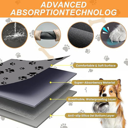 18×30in Pet Feeding Mat Dog Cat Food Mat for Floors Waterproof Food and Water Bowl Mats for Indoor Absorbent Non-Slip Dog Food Mat Quick Dry Pet Food Mats Light Gray