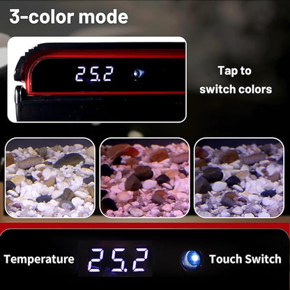 5 Gallon Glass Fish Tank Aquarium Starter Kit - Self-Cleaning, Ultra-Quiet Filter Pump, 3-Color LED Lights, Smart Temp Monitoring for Betta Fish, Shrimp, Kids Gift