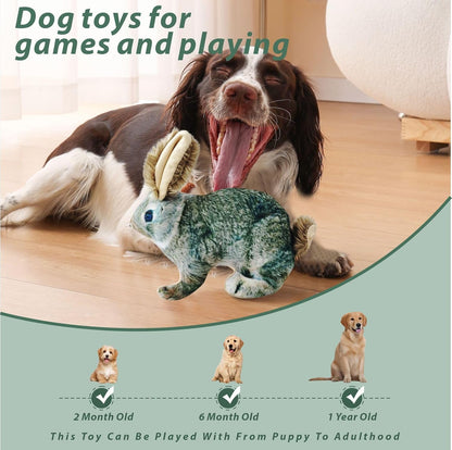 Dog Toy Rabbit Squeak,Attractive Squeaking Sound is Suitable for Dogs to Interact and Play on Outdoor Grass, Suitable for Small and Medium-Sized Dogs, Cute Plush Rabbits (Green)