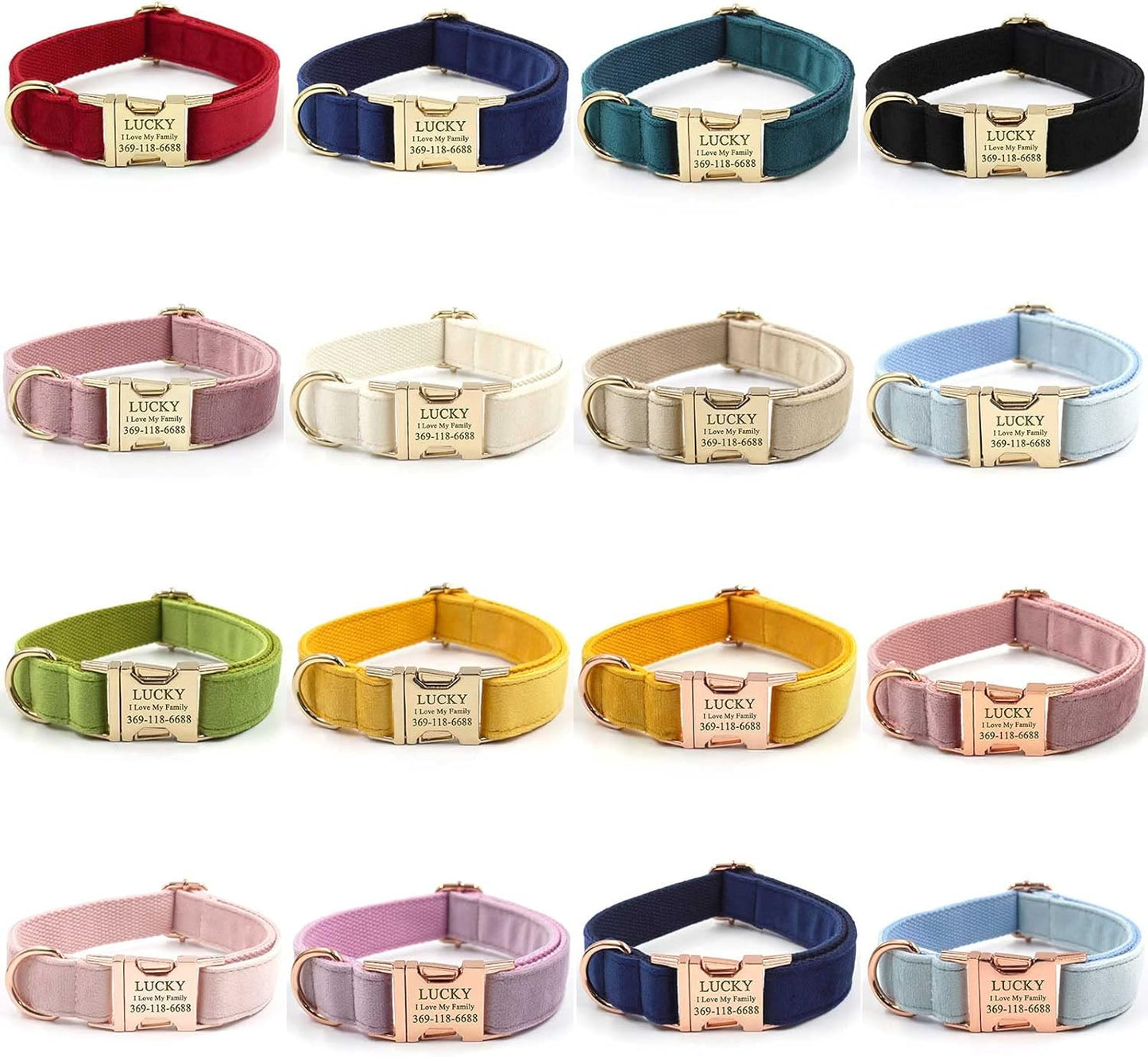 PETDURO Custom Dog Collar Personalized with Name Engraved Quick Release Rose Gold Metal Buckle for Large Medium Small Girl Dogs - Dog Leash and Bow Tie Available - Soft Comfy Velvet (Cream, L)