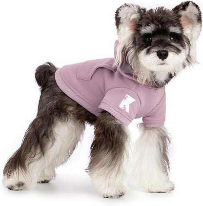Koneseve Dog Hoodie & Cat Sweater, Warm Fleece Hooded Sweatshirt with Pocket for Small to Large Pets, Cozy Winter Outfit, Purple, M