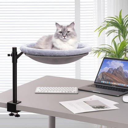 Cat Desk Bed,Sturdy Cats Bed for Desk,360° Rotating Cat Hammock Perch with Removable Washable Cover,Height Adjustable,Holds 40lbs - Perfect for Indoor CatsPerch