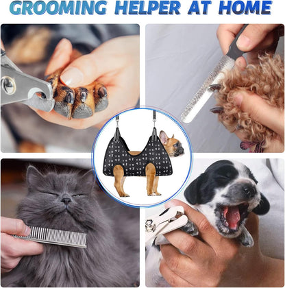 Pet Dog Grooming Hammock Harness for Nail Trimming (S 30lb), Dog Sling for Cutting Nail, Dog Hanging Holder Hanger for Clipping Nail with Nail Clippers, Nail File, Pet Comb