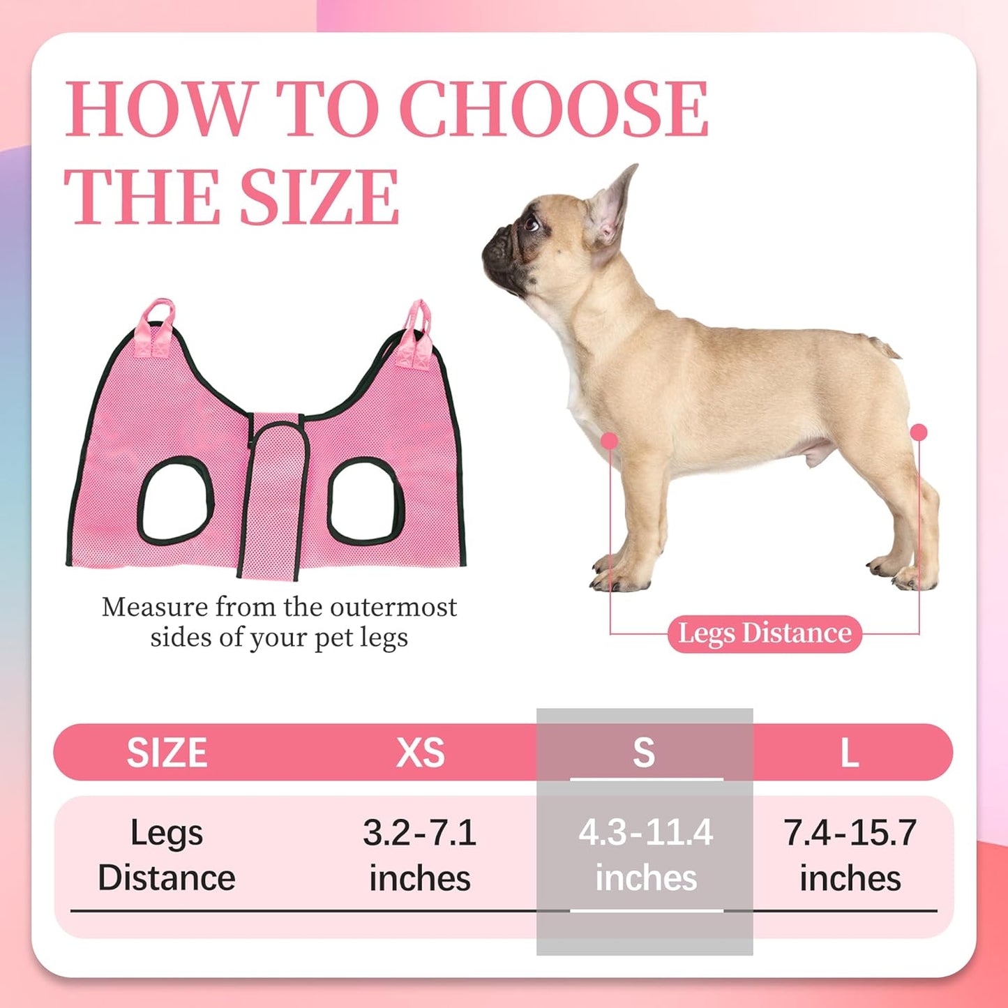 PatiencET Dog Grooming Hammock, Pet Grooming Hammock for Cats & Dogs with Security Strap, Dog Sling for Nail Trimming with Nail Clippers/Trimmer, Nail File, Pet Comb(Pink S)