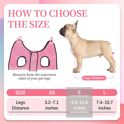 PatiencET Dog Grooming Hammock, Pet Grooming Hammock for Cats & Dogs with Security Strap, Dog Sling for Nail Trimming with Nail Clippers/Trimmer, Nail File, Pet Comb(Pink S)