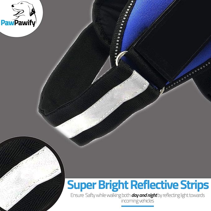 PawPawify Custom No Pull Dog Harness with Name and Phone Number, Heavy Duty Personalized Pet Vest to Prevent Tugging, Pulling, or Choking, Training and Walking (Pink, S (10-19LBS))