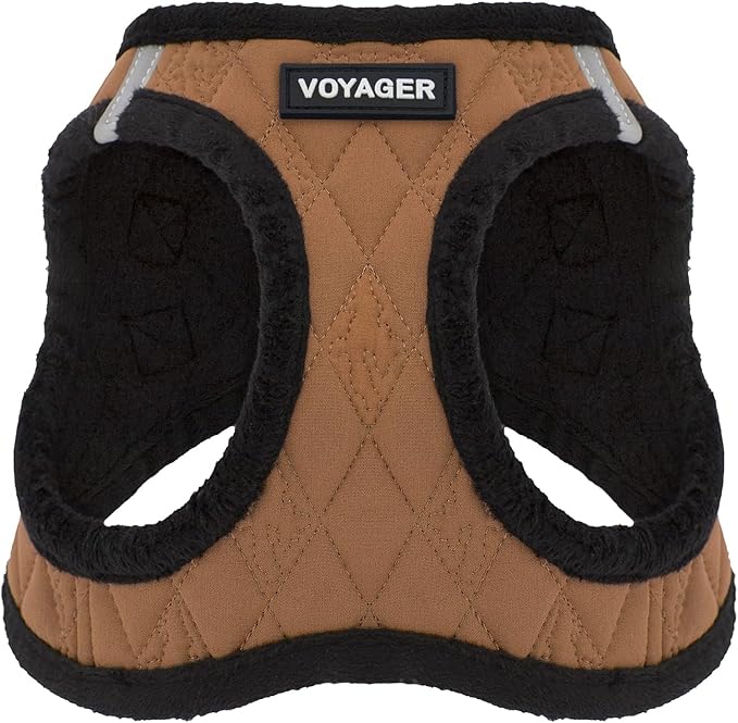 Best Pet Supplies - All Weather Mesh / Plush, Reflective, No Pull Harness for Small, Medium Dogs, Cats - Secure with Hook & Loop Fastener, Buckle, Double D-Rings - Beige Plush, S