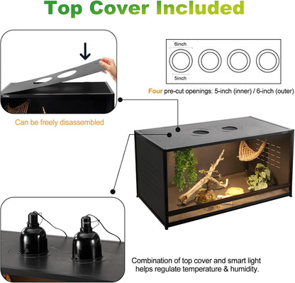 Reptile Tank 230 Gallon, 48"x24"x46" Large Reptile Enclosure for Bearded Dragon and Ball Python, Extra Tall Snake Terrarium with Front Opening Tempered Glass Door, Combination Lock