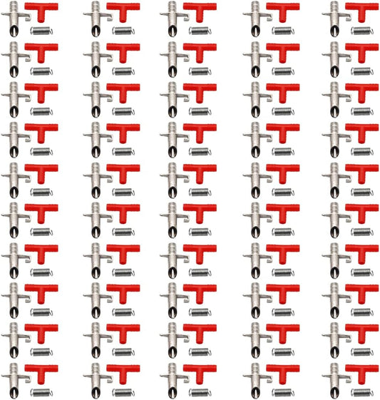 50PCS Automatic Water Rabbit Nipple Drinker Feeders for Rabbit Guinea Pig Ferret Rat Mouse Poultry Watering System (Red)