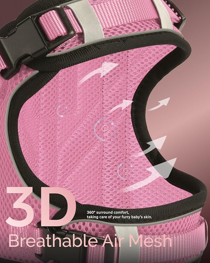 FAYOGOO Service Dog Vest for Large Dogs - Air Mesh Breathble Emotional Support Animal Vest with DIY Removable Patches - Dog Harness and Leash Set Adjustable Neck and Chest(Pink,XXL)