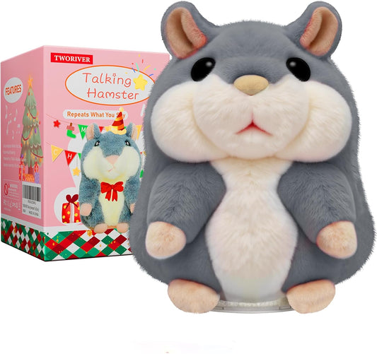 Toddler Toys Talking Hamster Repeats What You Say,Toys for 2 3 4 5 6 7 8 13 Year Old Girl Boy Christmas Birthday Gifts Ideas,Stocking Stuffers' for Kids Adults Gray Stuffed Animals Plush Toy