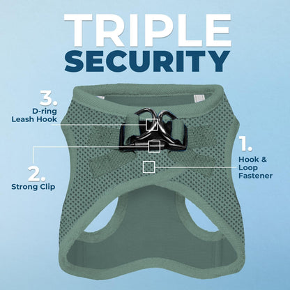 Best Pet Supplies Voyager Step-in Air Harness - All Weather Mesh, Reflective, No Pull Harness for Dogs, Cats - Secure with Hook & Loop Fastener, Buckle, Double D-Rings - Moss Green, XL