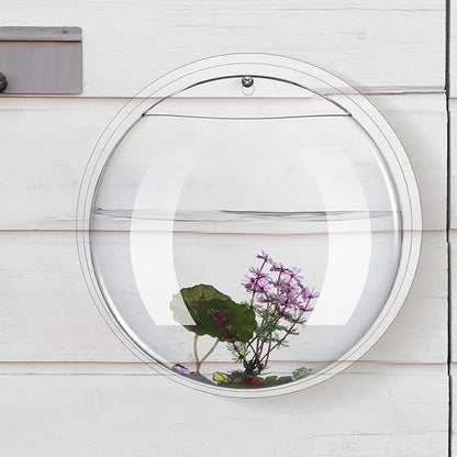 2 Pcs Hanging Wall 1 Gallon Fish Bowls Acrylic Clear Wall Fish Tank for Beta Aquariums Mounted Plant Bubbl Ecosphere Decor