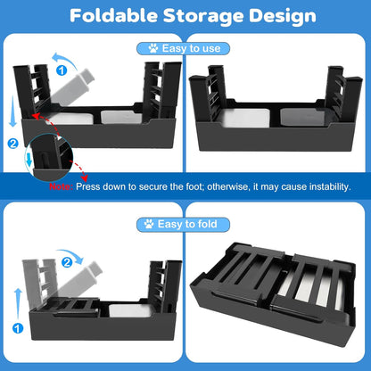 2-in-1 Elevated Dog Bowls, Raised Pet Bowl with Stainless Steel Food Bowl and Spill Proof Water Bowl, 4 Adjustable Heights, Non-Slip Stand, for Small, Medium, Large Dogs and Pets