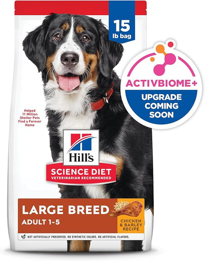 Hill's Science Diet Large Breed Adult Dry Dog Food 1-5, Quality Protein for Joint Support & Lean Muscles, Chicken & Barley, 15 lb. Bag