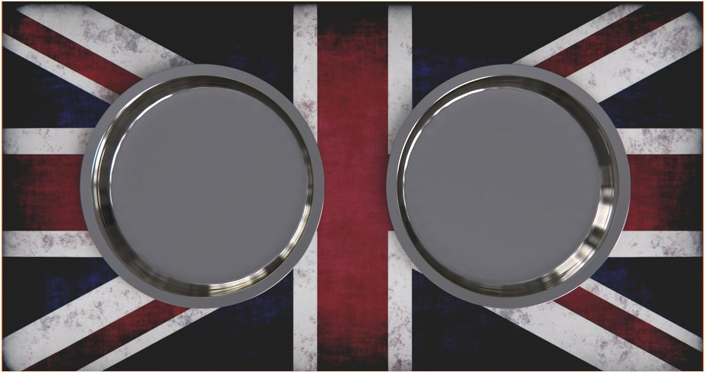 GrooveThis Woodshop - Personalized Elevated Dog Bowl Stand for Large, Medium, Small, X-Small Dogs - Stainless Steel Food and Water Bowls - Raised Dog Dish with Internal Storage (Medium, Flag Design)